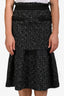 Sacai Black/White Cotton Blend Tweed Fringe Tiered Midi Skirt Size 3