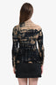 Gary Graham Brown Tie-Dye Printed Wool Long Sleeve Top Size 8