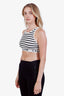 Celine White Striped Rib Knit Sports Bra Size XS