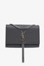 Saint Laurent Grey Grained Leather Kate Tassel Bag