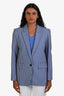 Sandro Blue/Cream Houndstooth Single Breasted Blazer Size 38