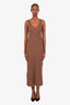 Maje Brown Wool Midi Dress + Sweater Set Size 38