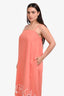 Cleobella Peach Cotton Linen Floral Eyelet Maxi Dress Size Small
