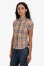 Burberry Tan Check Short Sleeve Polo Shirt Size XS