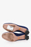 Prada Blue Suede Mirrored Round Toe Heels Size 39