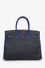 Hermès 2018 Special Order Black/Blue Epsom Leather Birkin 30