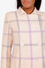Courreges Cream/Purple Wool Plaid Double Breasted Blazer Size M