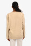 Miu Miu 2023 Beige Logo Patched Distressed Long Sleeve Top Size XS