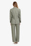Brunello Cucinelli Sage Green Linen Blend Blazer + Pant Tailored Suit Set Size 40