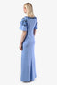 Badgley Mischka Blue Crepe Floral-Motif Dress Size 2