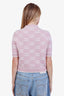 Gucci Pink Wool GG Monogram Jacquard Short Sleeve Sweater Size XS