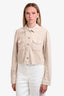 Paige Beige Denim Cropped 'Pacey' Button-Up Shirt Size Medium