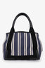 Balenciaga Navy/White/Black Canvas Striped Small Cabas Tote