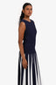 Carolina Herrera Navy/White Stripe Knit Sleeveless Dress Size S