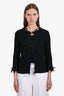 Pre-loved Chanel™ 2006 Black Silk Blend Ribbed Bow Cardigan Size 42