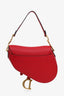 Christian Dior 2018 Red Grained Calfskin Medium Saddle Bag