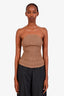 Khaite Brown Jericho Ribbed Strapless Knit Top Size L
