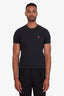 Ami Paris Black Cotton Initial Heart Embroidered T-Shirt Size M Mens