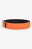 Hermès 2015 Black/Orange Leather Reversible H Buckle Belt Size 90