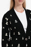 Hermès Black/White Cashmere Long Sleeve Long Cardigan Size 34