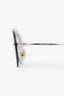 Black Silver Crystal Embellished Oval Rimless Sunglasses