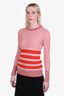 Sandro Red/Pink/White Knit Long Sleeve Top Size 3
