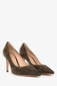 Gianvito Rossi Dark Olive Suede Gianvito 85 Heels Size 39.5