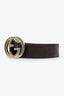 Gucci Brown Leather Interlocking GG Logo Belt Size 85