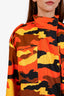 Off-White Orange Camouflage Printed Cotton Cargo Pants + Jacket Set Size 36 and 38