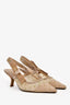 Christian Dior Beige Mesh Suede Polka Dot J'Adore Slingback Kitten Heel Size 37
