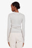 Brunello Cucinelli Silver Glitter Silk Button Up Cardigan Size M