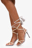 Valentino White Rockstud Strappy Sandal Heels Size 38