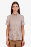 Gucci Brown/Beige Silk Button Up Shirt Size 44