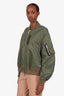 Sacai Khaki Green Nylon Twill Blouson Bomber Jacket Size 2
