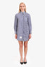 Thom Browne Blue/White Plaid 3 Stripe Long Sleeve Shirt Dress Estimated Size S