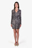 Diane von Furstenberg Silk Jersey Grey Cheetah Print 'Julian' Wrap Dress Size 6