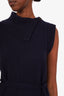 Chloe Navy Wool and Cashmere Sleeveless Turtleneck Belted Sweater Dress Size S
