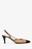 Pre-loved Chanel™ Vintage Beige/Black Sling Back Heels Size 37.5