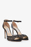 Jimmy Choo Black Mesh Beaded Detail Open Toe Heels Size 39