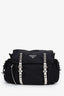 Prada Black New Vela Nylon Studded Messenger Bag