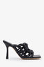 Bottega Veneta Black Braided Stretch Mule Heeled Sandals Size 36.5