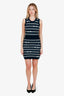 Pre-loved Chanel™ 17P Navy/White Cashmere Reissue Chain Knit Sleeveless Mini Dress Size 38
