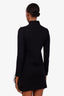 Louis Vuitton Black Wool Turtleneck Feather Trim Mini Dress Size S