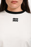 Miu Miu 2023 Black/White Embroidered Logo Long Sleeve T-Shirt Size M
