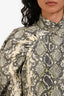 Rotate Birger Christensen Cream/Grey Faux Leather Python Pattern Dress Size 4 US