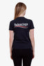 Balenciaga Black Cotton Logo Embroidered T Shirt Size XS