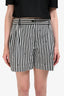 Pre-loved Chanel™ 2025 Black/White CC Striped Embellished Shorts Size 40