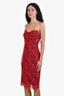 Dolce & Gabbana Black/Red Floral Lace Tube Mini Dress Size 44