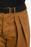 Plan C Brown Cotton Belted Wide-Leg Trousers Size 46