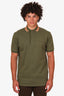 Gucci Green Logo Embroidered Striped Collar Polo Shirt Size S Mens